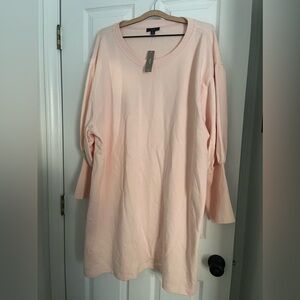 J. Crew Pale Pink cotton terry puff-sleeve sweatshirt dress 3X NWT